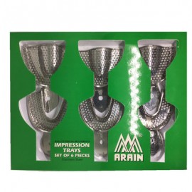 Porta Impresiones Cribadas Dentado Acero Adulto 6pz Arain (29 027 00)