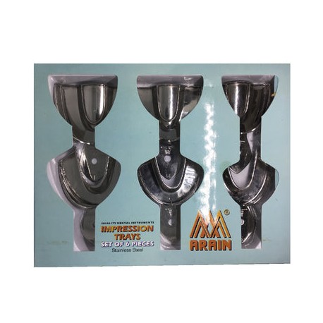 Porta Impresiones Lisas Dentadas Acero Adulto 6pz Arain