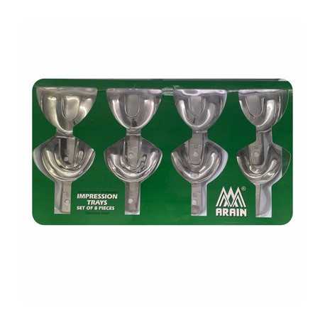Porta Impresiones Lisas Desdentadas Acero Adulto 8 pz Arain